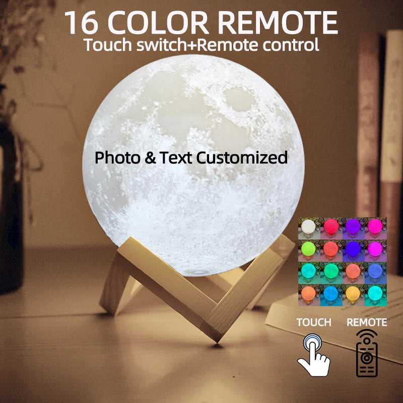 3D Printing Moon Lamp Personalized Photo Text