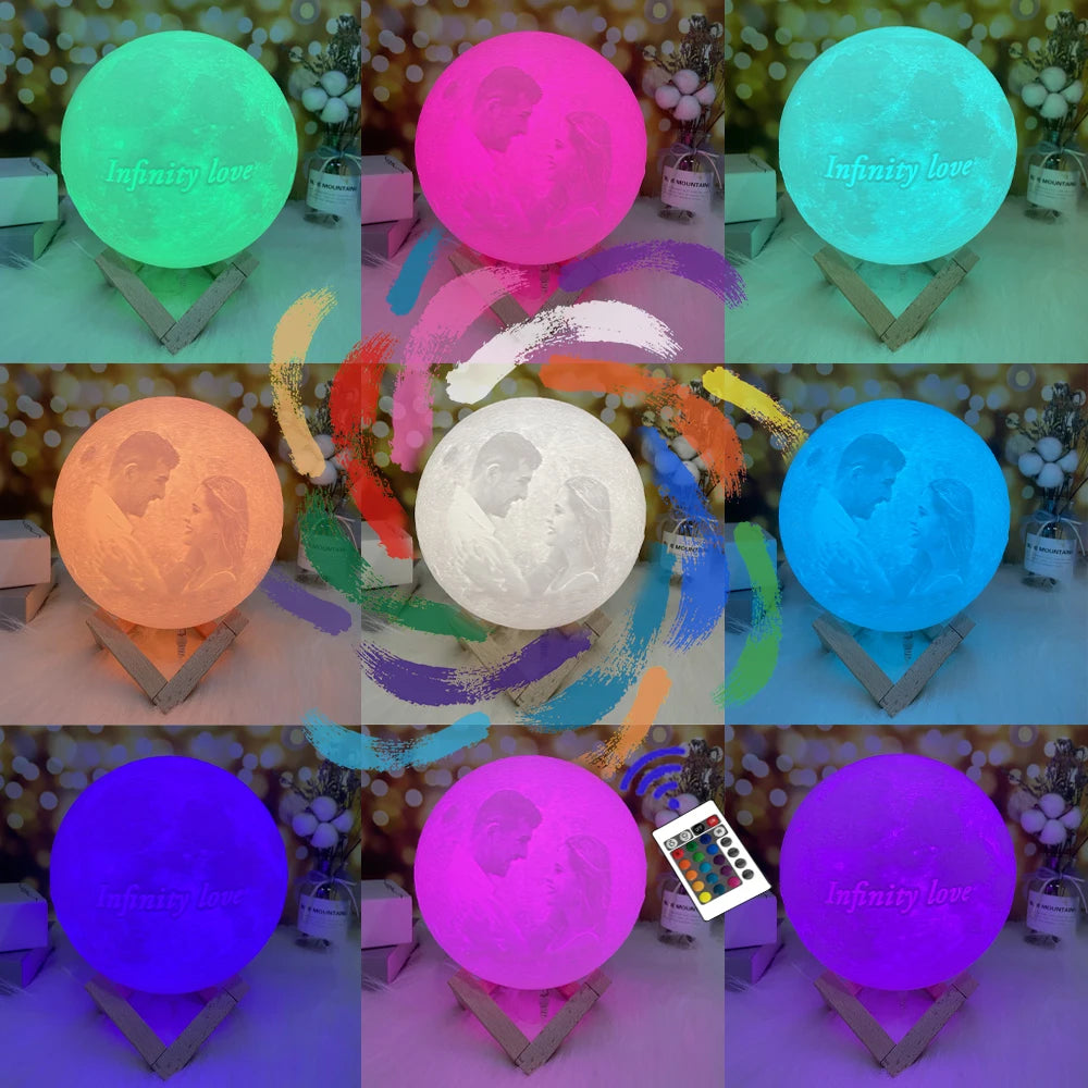 3D Printing Moon Lamp Personalized Photo Text