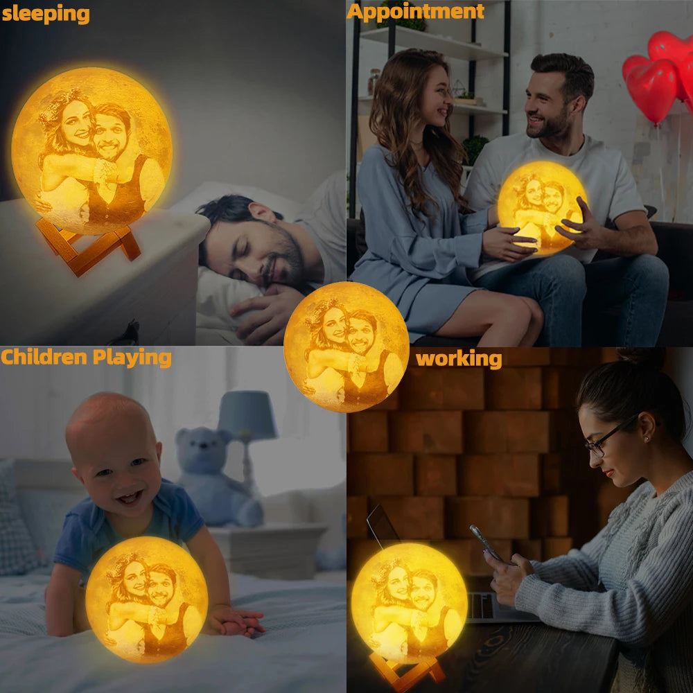 3D Printing Moon Lamp Personalized Photo Text