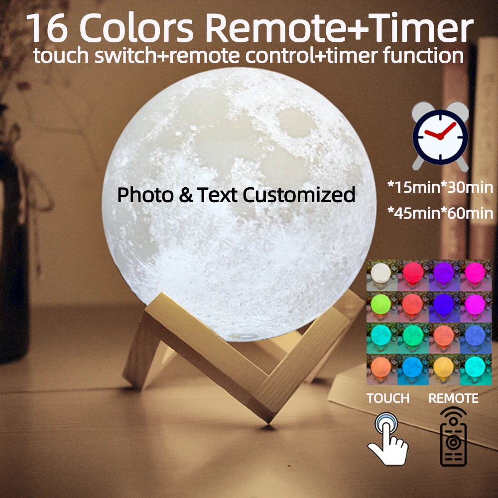 3D Printing Moon Lamp Personalized Photo Text
