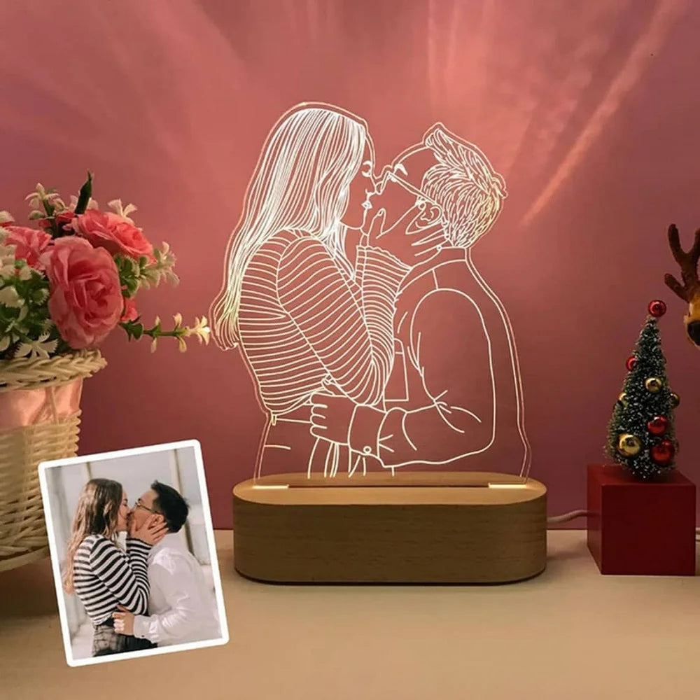 Custom Personalized Gifts 3D Photo Lamp Engraving Base Text