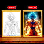 Anime Figure Light Painting Photo Frame Dragon Ball Z Goku Led Night Light Lamp Bedside Table Decorate Christmas Gifts Moon Lamp