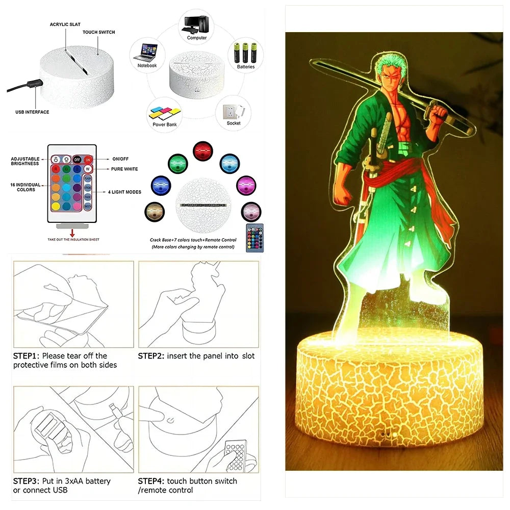 One Piece  Anime Figures 3D Lamp