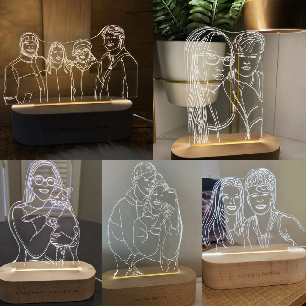 Custom Personalized Gifts 3D Photo Lamp Engraving Base Text