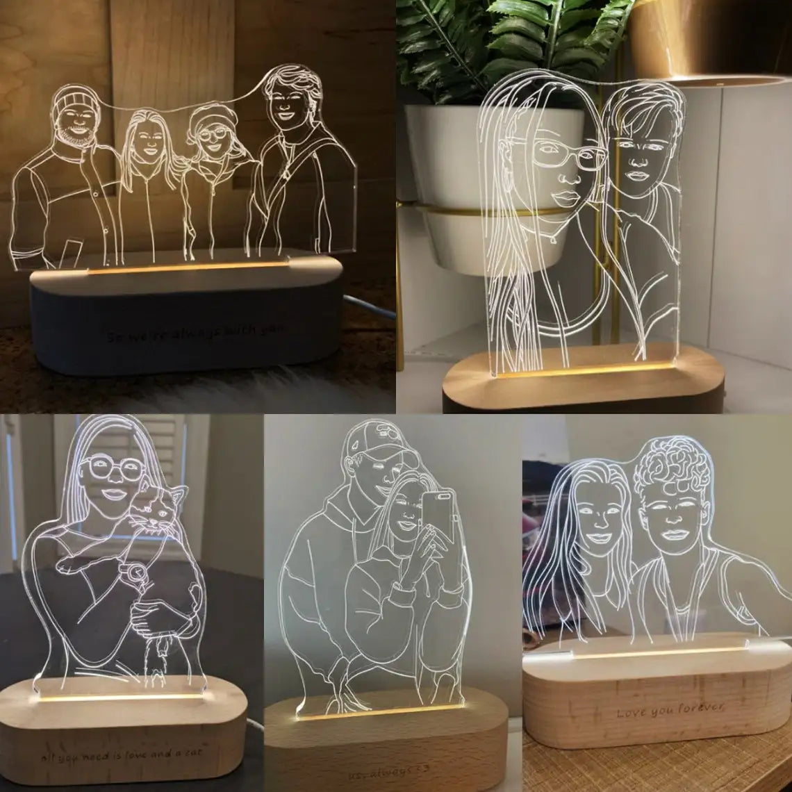 Custom Personalized Gifts 3D Photo Lamp Engraving Base Text