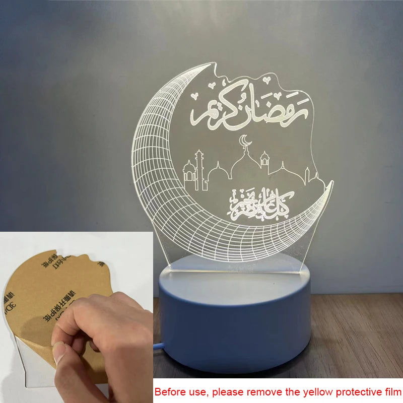 Muslim Ramadan Decoration  3D LED Night Light Eid Mubarak