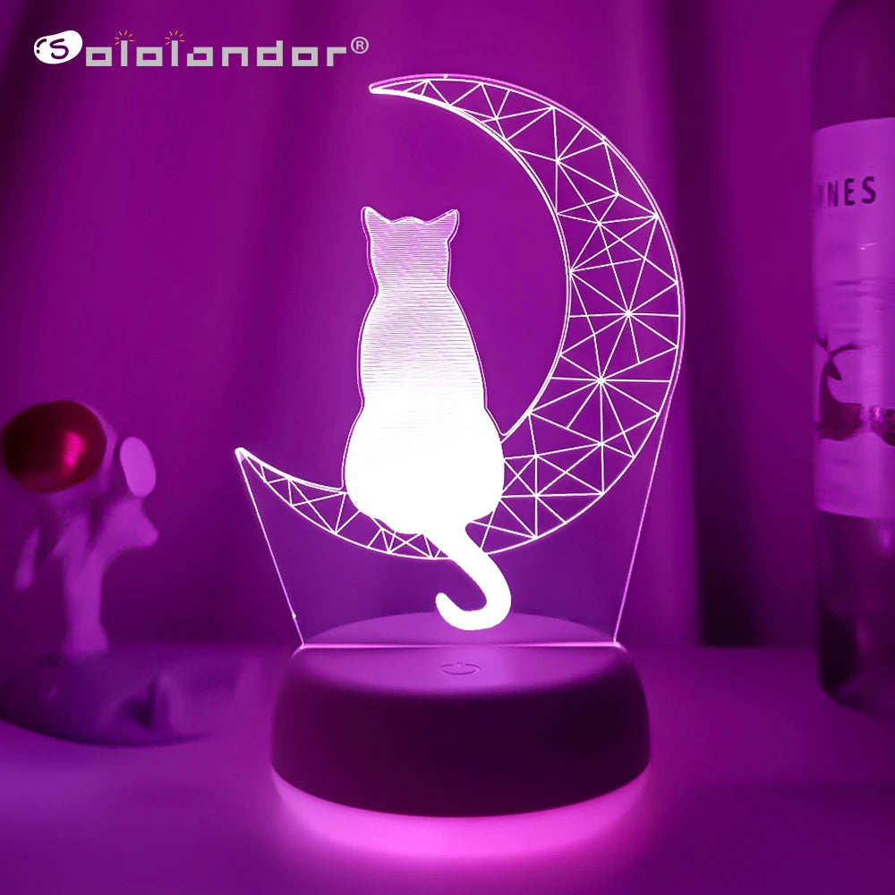 Moon Cat 3D Led Night Light