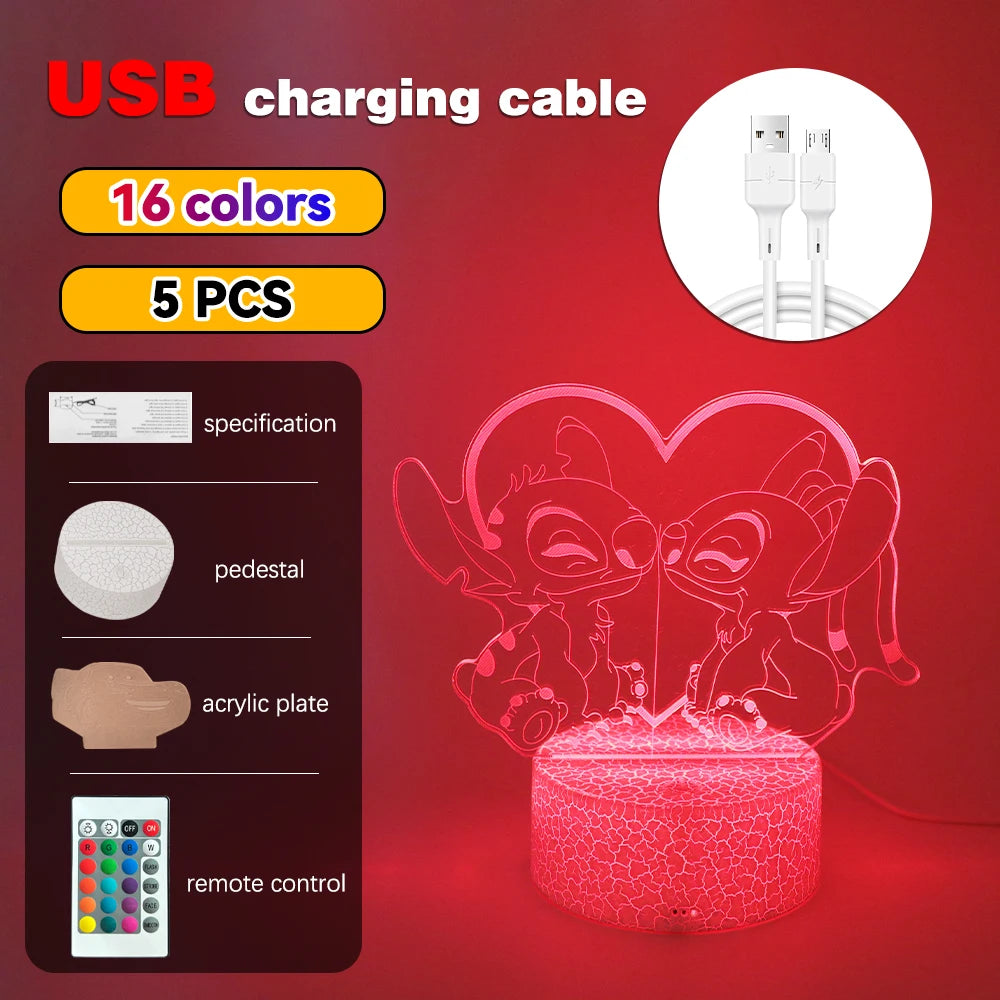 Stitch 3D Lamps Illusion LED Light