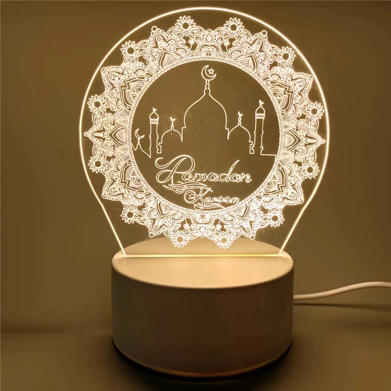 Muslim Ramadan Decoration  3D LED Night Light Eid Mubarak