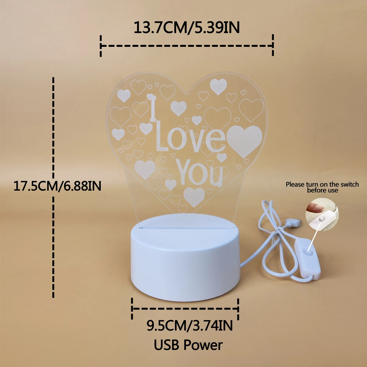 Pink Romantic Confession I LOVE YOU 3D Night Light