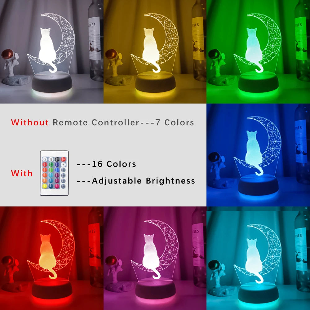 Moon Cat 3D Led Night Light